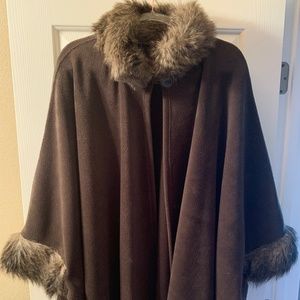 Gorgeous Chocolate Shawl w/Faux Fur just in time for Fall~